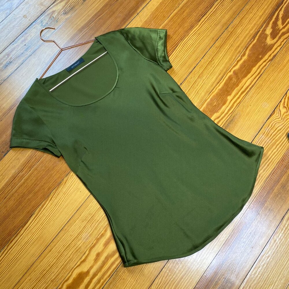 Windsor Green 100% Silk Shirt